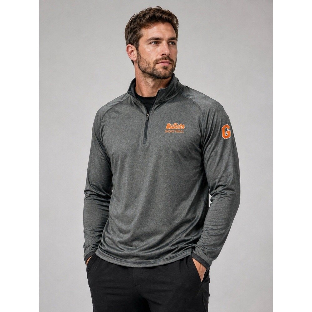 Alleson Athletic Men XL Gray 1/4 Zip Pullover Gettysburg Bullets Basketball